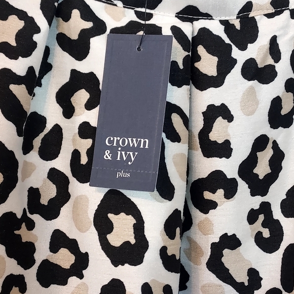 Crown & Ivy Plus Size Animal Print Midi Skirt Metallic 16W NWT Mobwife - Picture 4 of 13